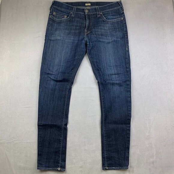 True Religion Mens Pants 36 Blue Denim Jeans Ricky Relaxed Straight USA 36x32 - Picture 1 of 14
